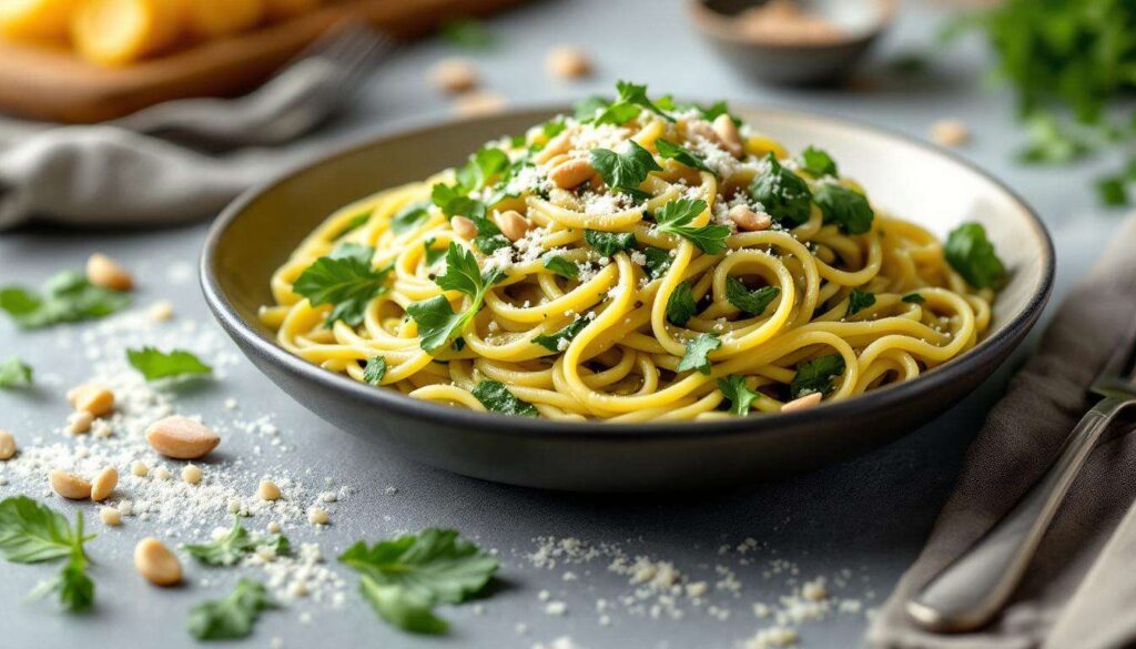 Linguine al pesto di rucola: cremose e pronte in 15 minuti