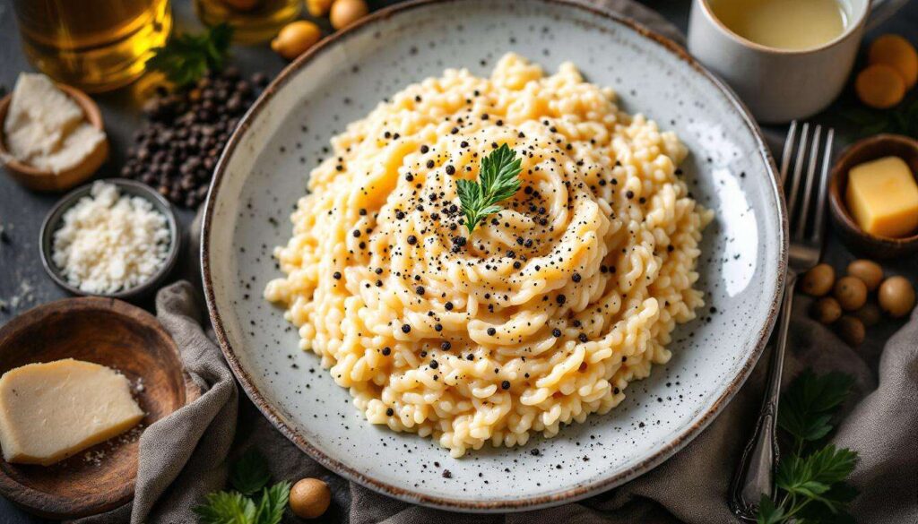 Risotto cacio e pepe cremoso: il trucco per una mantecatura liscia e senza grumi